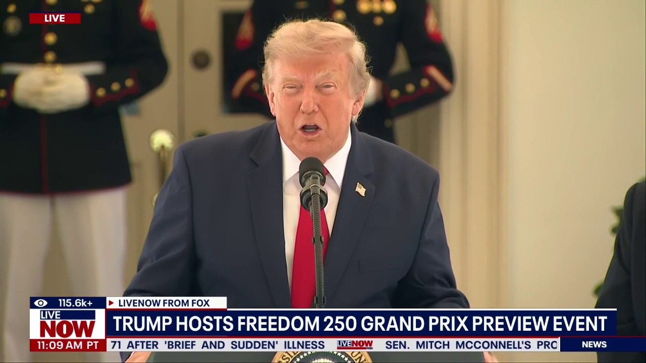 Trump hosts Freedom 250 Grand Prix showcase