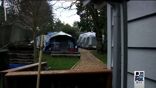 Couple turn their backyard into homeless tent city