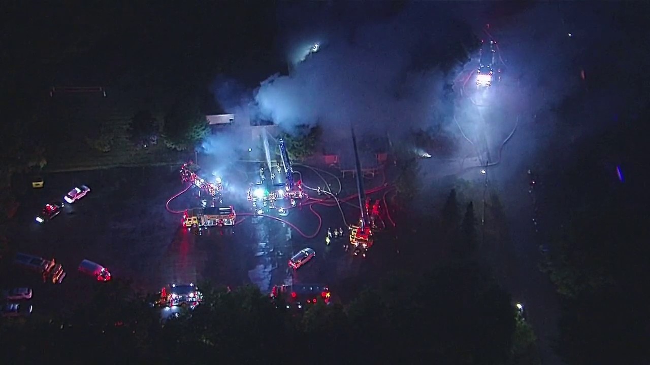 SkyFOX over early morning church fire in Troy