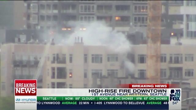 Crews fighting fire at high-rise in downtown Seattle