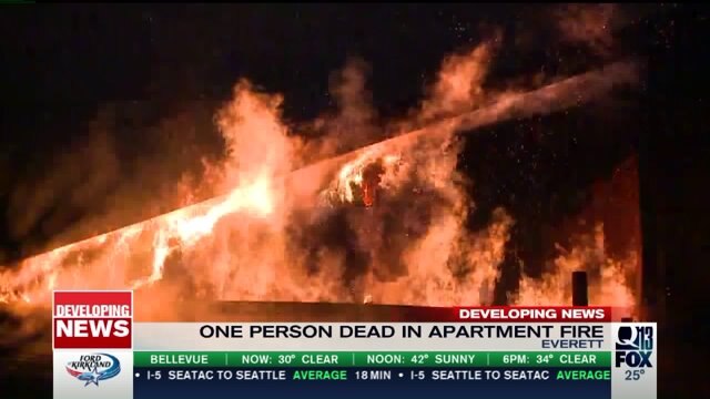 1 killed, 15 hurt in Everett apartment fire on New Year`s Eve