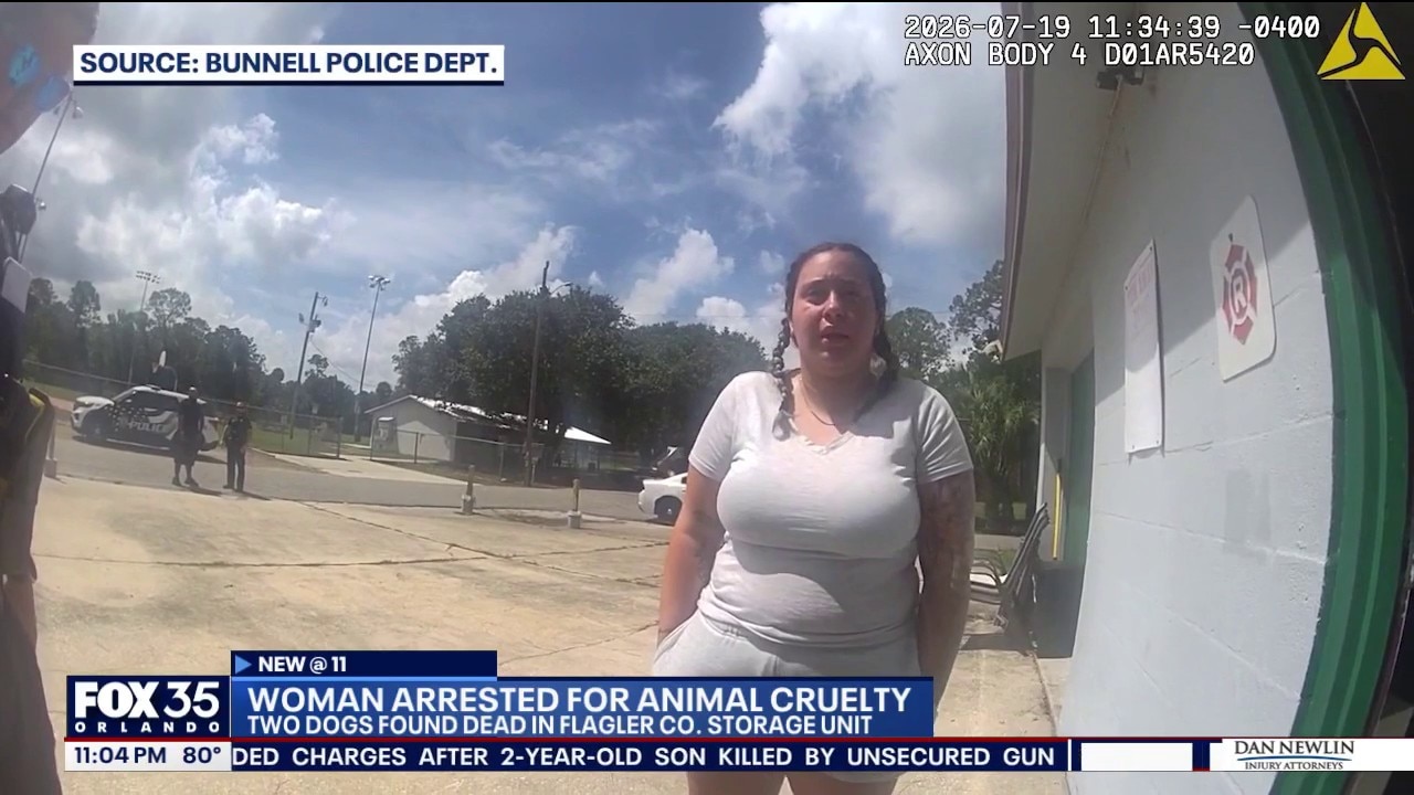 Woman charged after two dogs found dead in storage unit