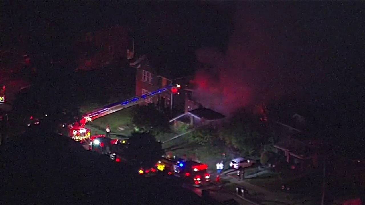 Detroit firefighters at scene of large fire