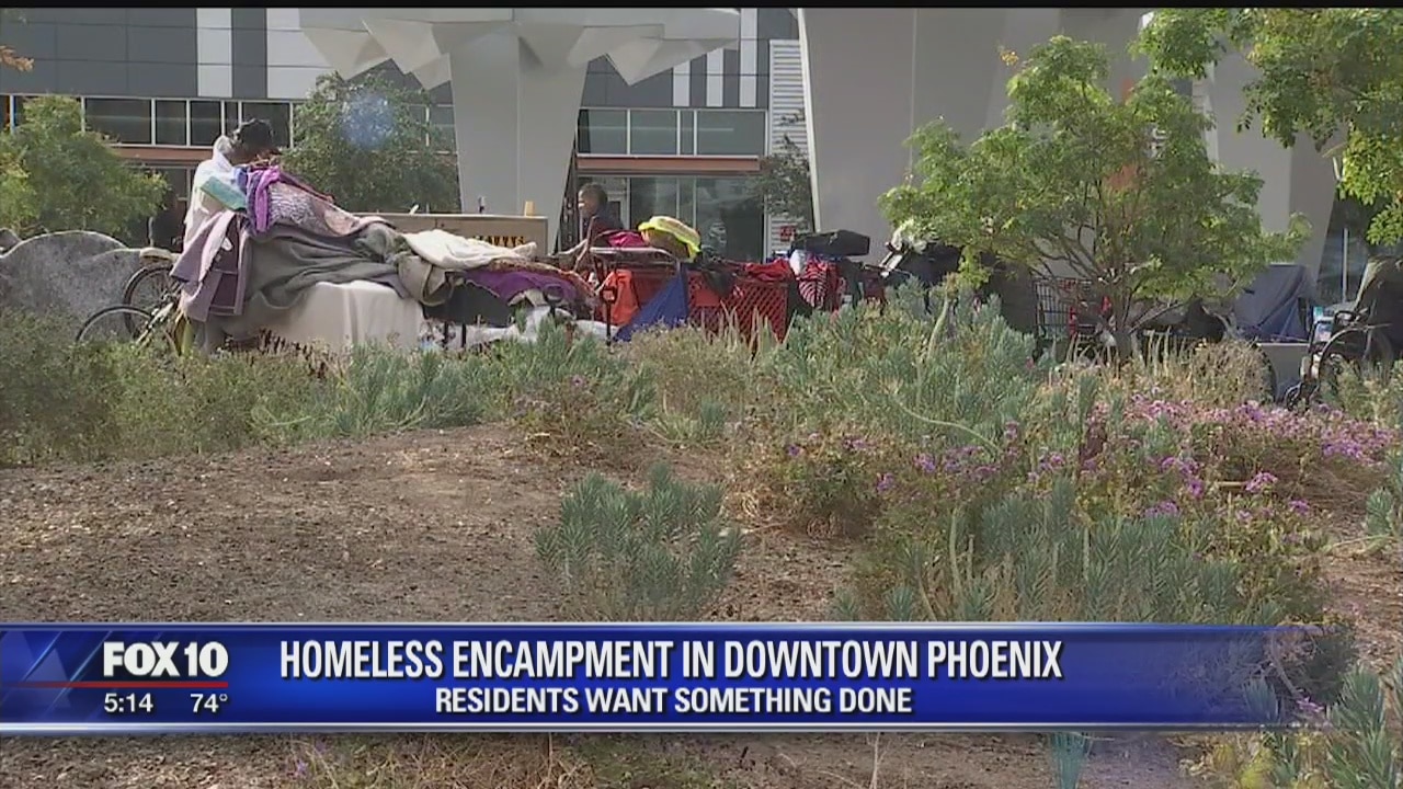 Homeless encampment causing concerns near upscale apartments in Downtown Phoenix