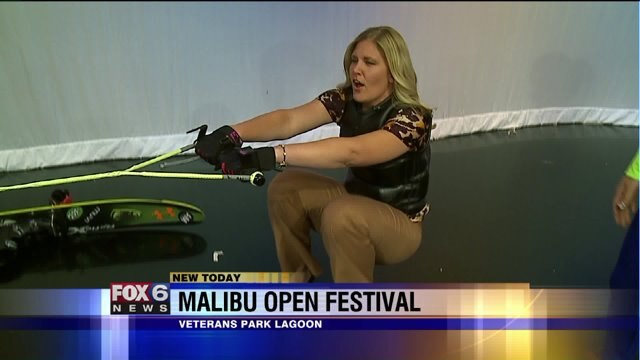 Laura learns a little bit about getting up on waterskis