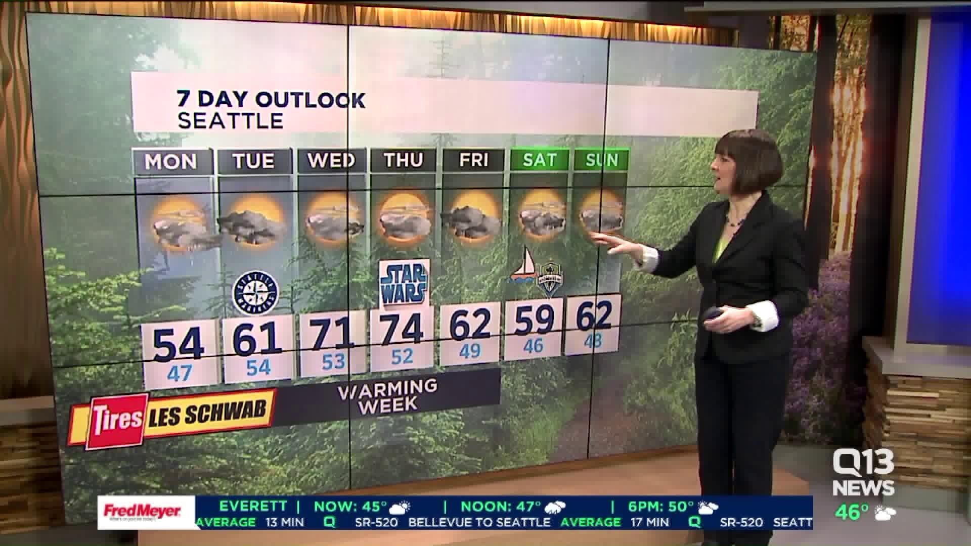 Q13 News forecast for Monday