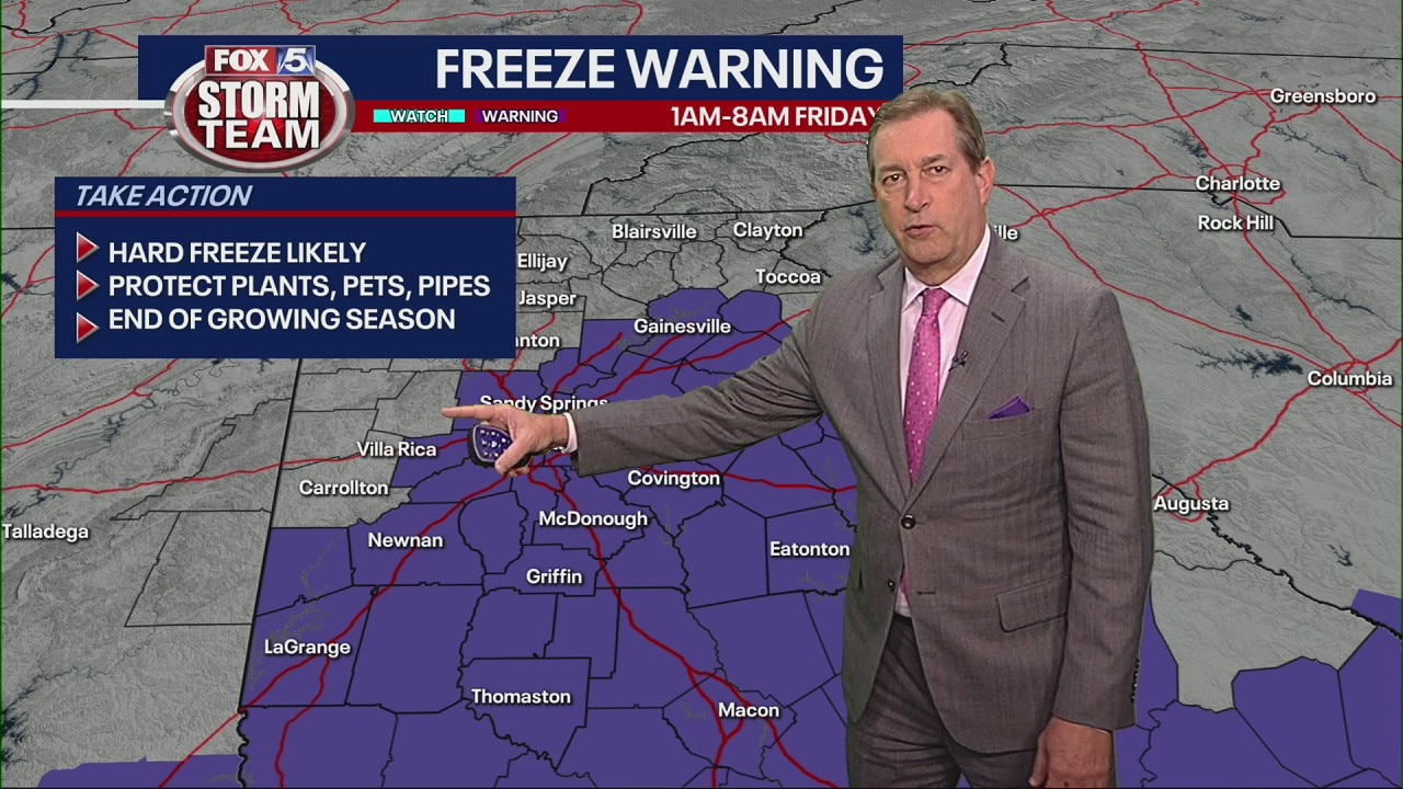 Freeze Warning for portions of Georgia