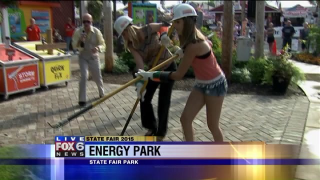 Laura has a blast playing games at Energy Park