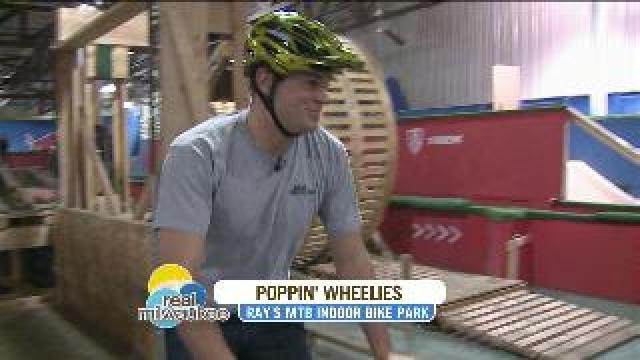 Chip checks out awesome setup at indoor bike park