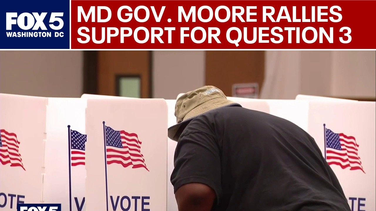 Maryland Gov. Moore rallies support for redistricting ballot question