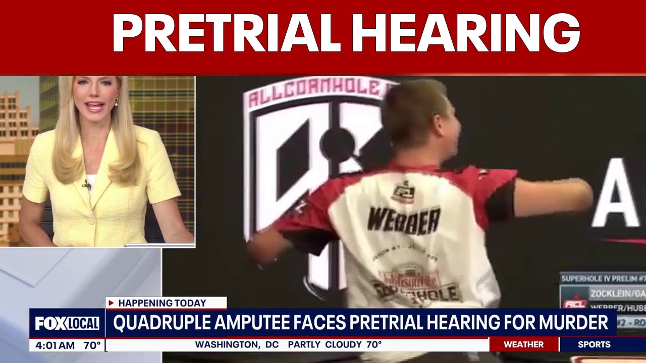 Quadruple amputee cornhole player faces pretrial hearing in murder case | FOX 5 AT 4AM