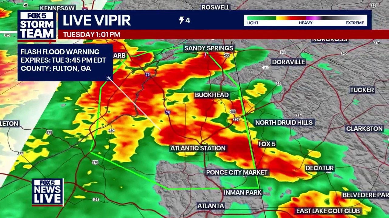 Flash flood warning issued for Fulton, Cobb counties
