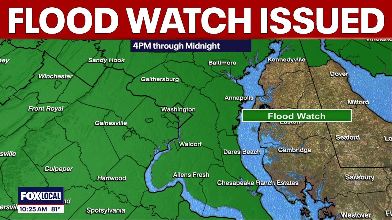 Flood Watch issued for much of DC region ahead of expected Monday thunderstorms