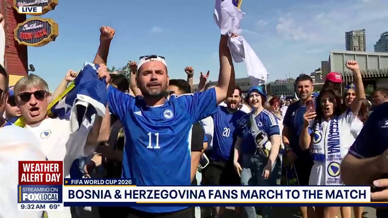 Bosnia and Herzegovina fans march to Seattle Stadium