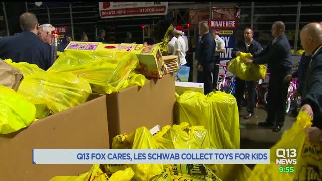 Q13 FOX Cares and Les Schwab Holiday Toy Drive