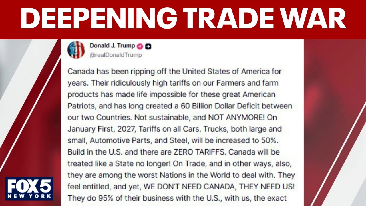 Trump threatens 50% tariffs on Canadian goods as trade war escalates