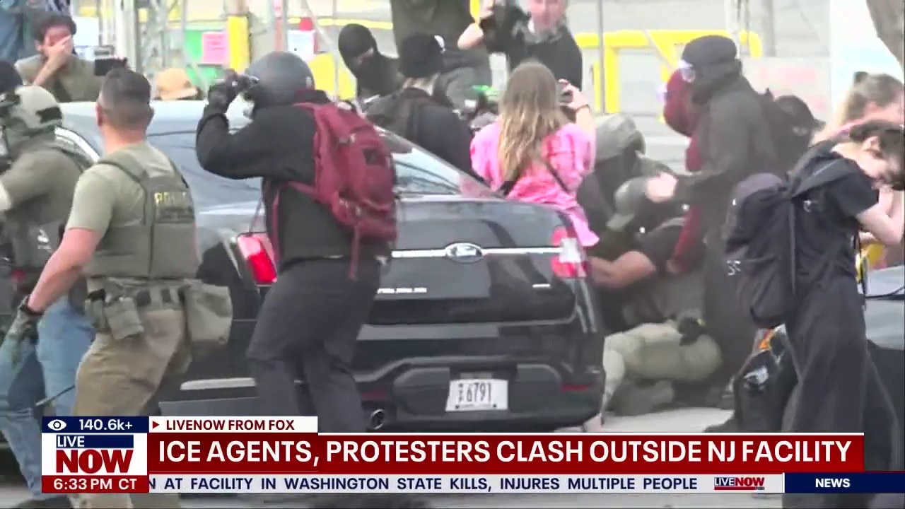 ICE agents, protesters clash outside NJ facility