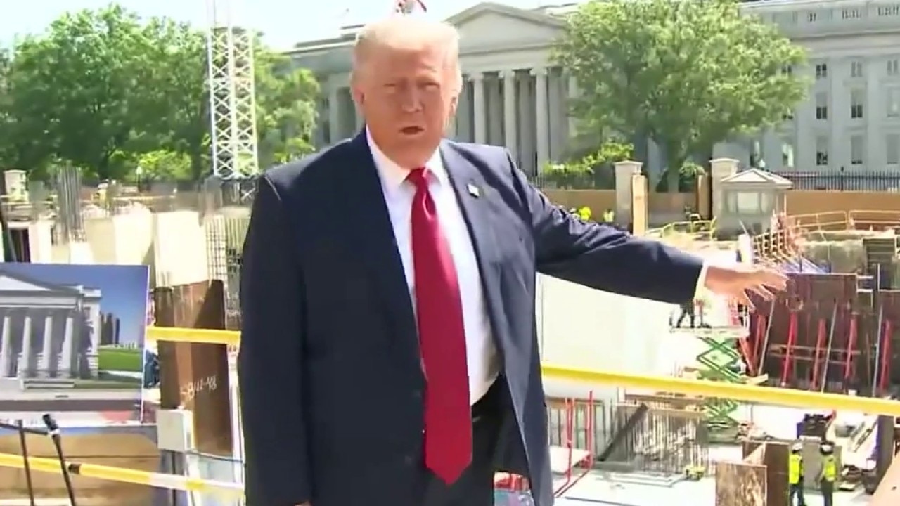 President Trump tours White House ballroom construction