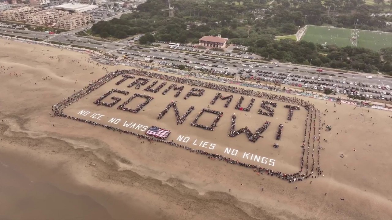 'Trump must go now!' at San Francisco's Ocean Beach