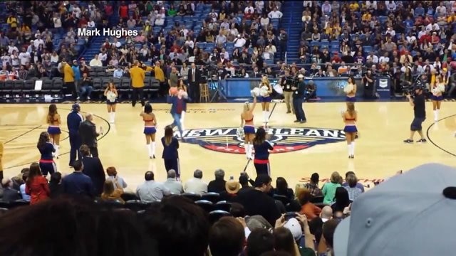 Will Ferrell bonks cheerleader with "basketball"