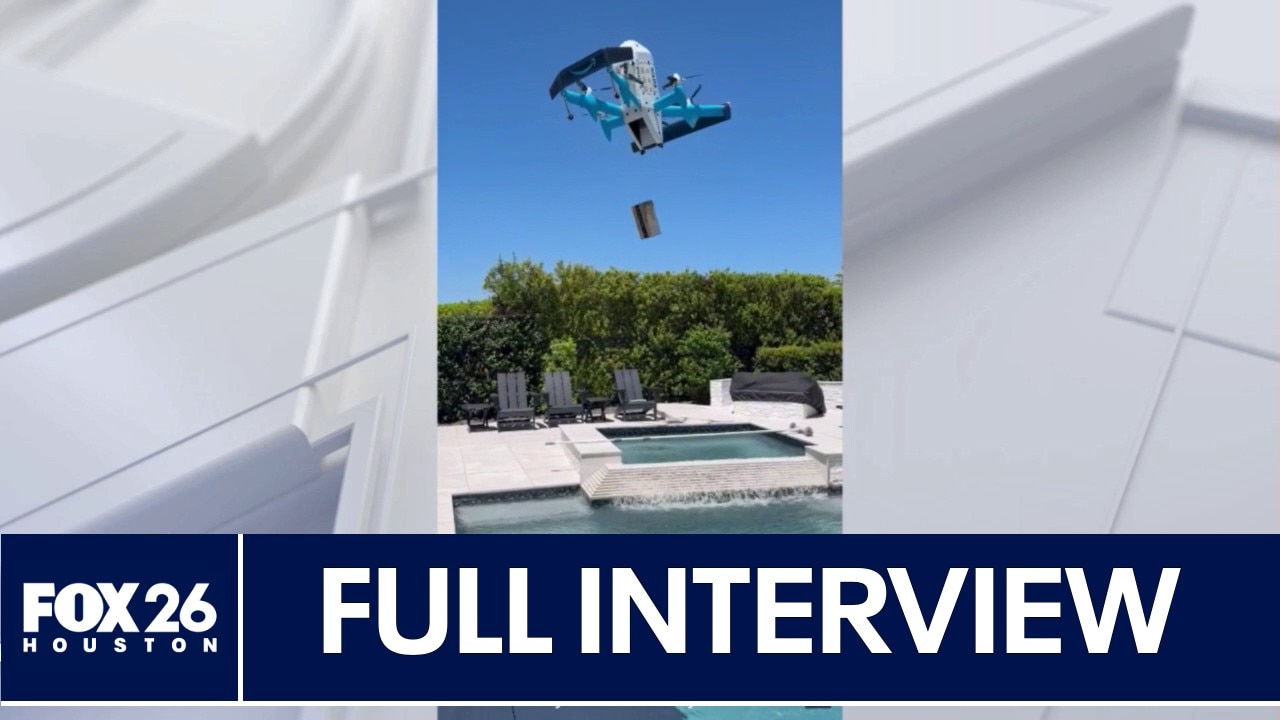 Richmond woman talks with FOX 26 after Amazon drone delivery is delivered in swimming pool