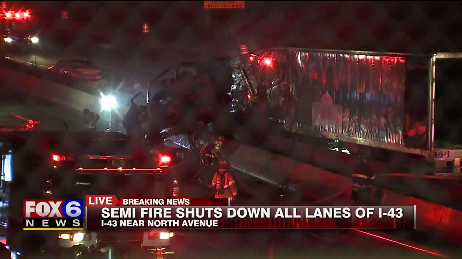 Johnsonville semi bursts into flames, closing I-43 NB/SB at North Avenue in Milwaukee