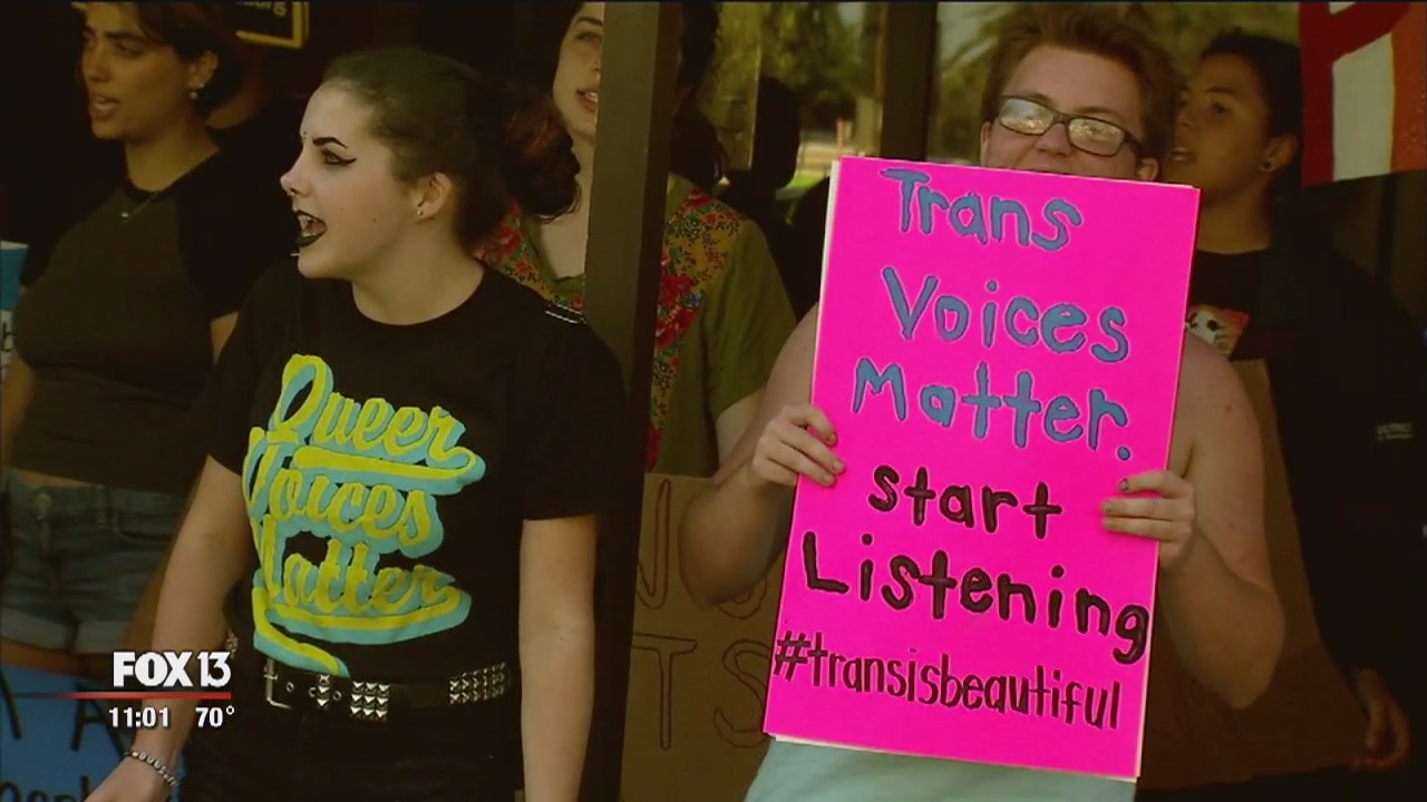 Pro-transgender rights protest in Sarasota