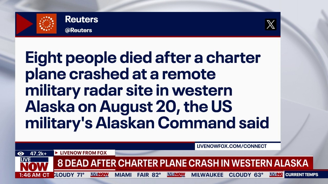 8 killed after charter plane crash in western Alaska