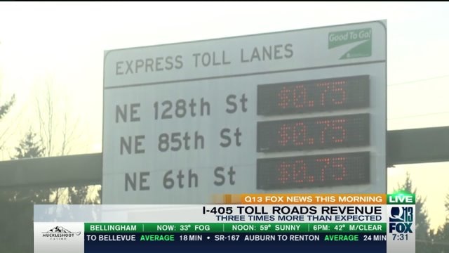 I-405 express toll lanes bring in 3 times more money than expected