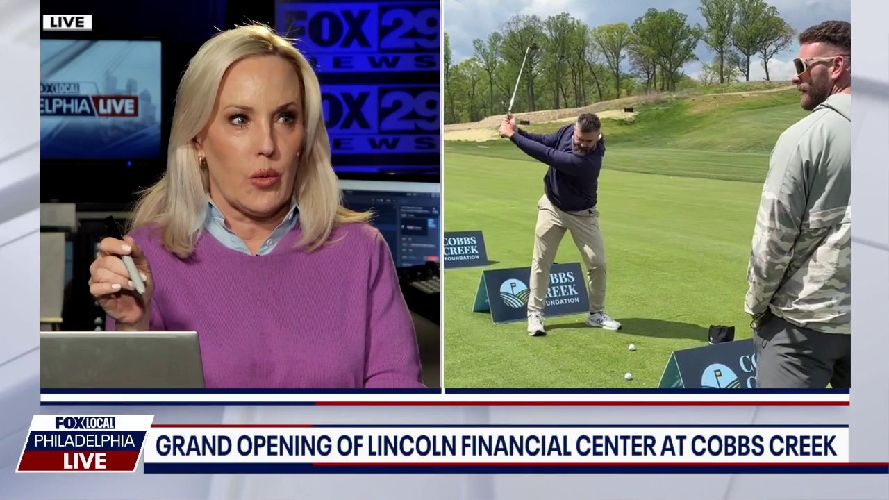 Jason Kelce golfs at Cobbs Creek's Lincoln Financial Center