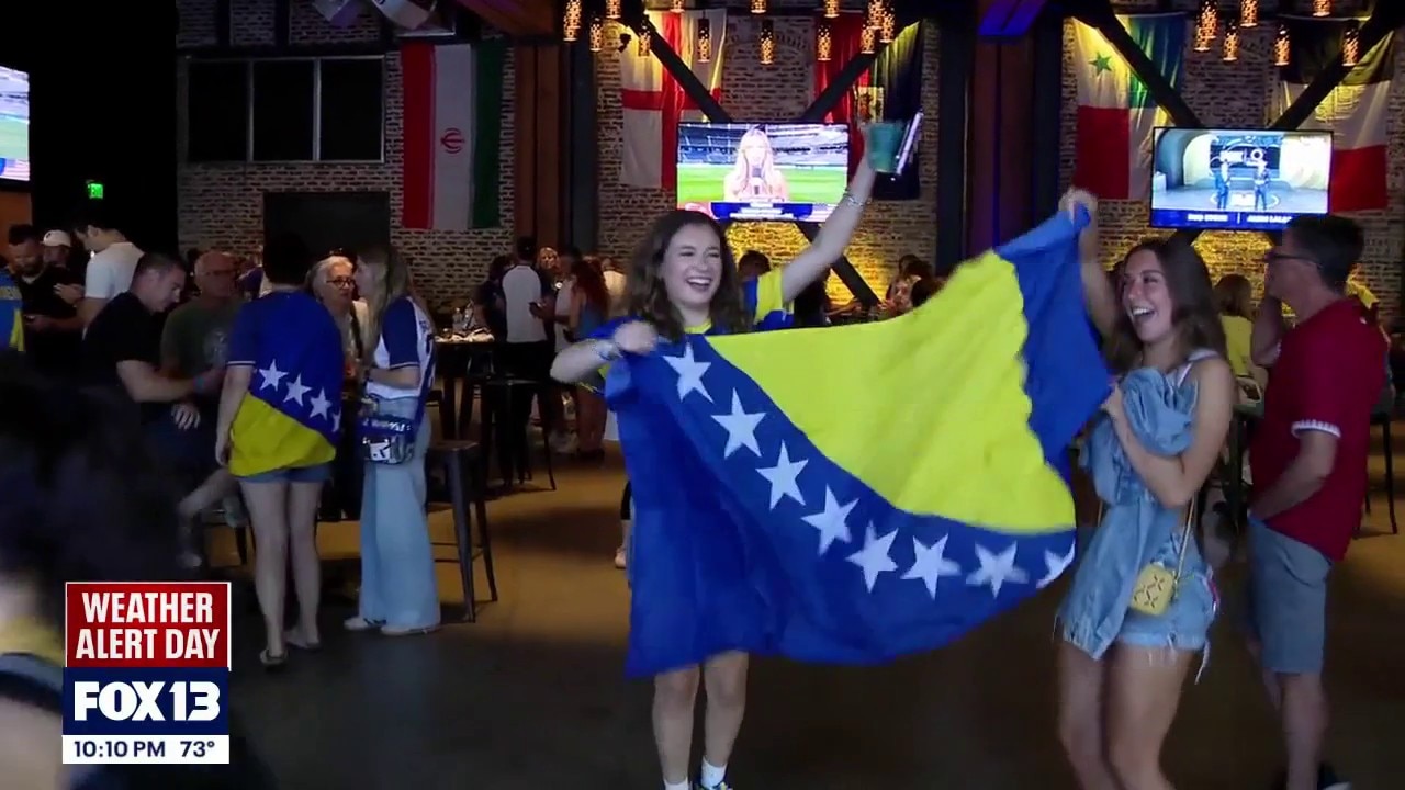 Bosnian fans celebrate 3-1 win over Qatar in Seattle