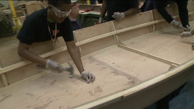 Chip lends a hand in boat-building process