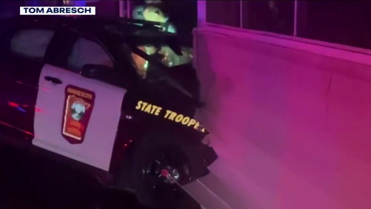 Crash ends with MN State Patrol squad car in house