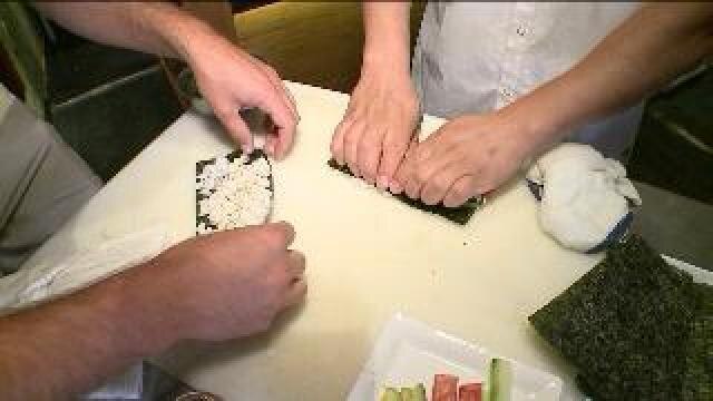 Chip tries his hand at preparing sushi