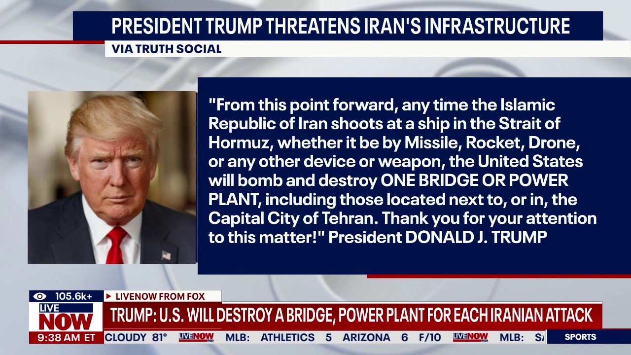 Trump vows to destroy Iran bridges & power plants 
