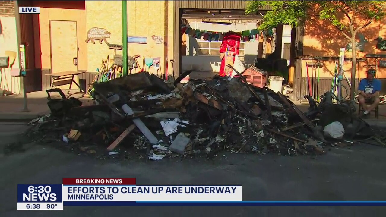 Cleanup ongoing near the Third Precinct following Minneapolis riots