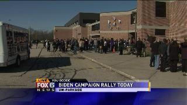 People line up for Biden rally in Kenosha