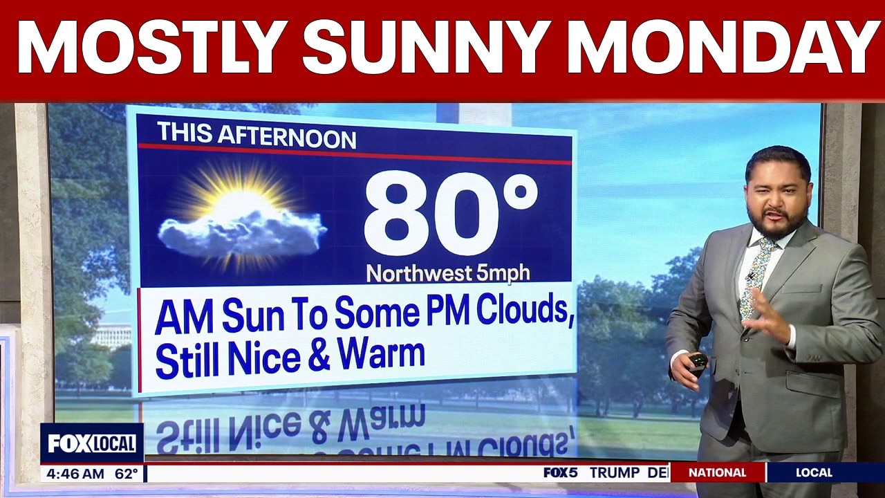 DC weather: Mostly sunny Monday with high temps near 80 degrees