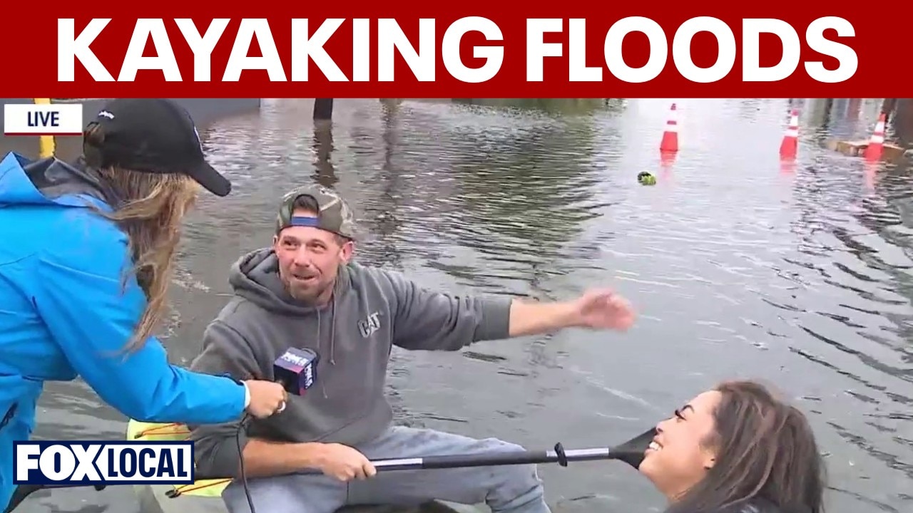 Jersey Shore locals kayaks through streets amid severe flooding