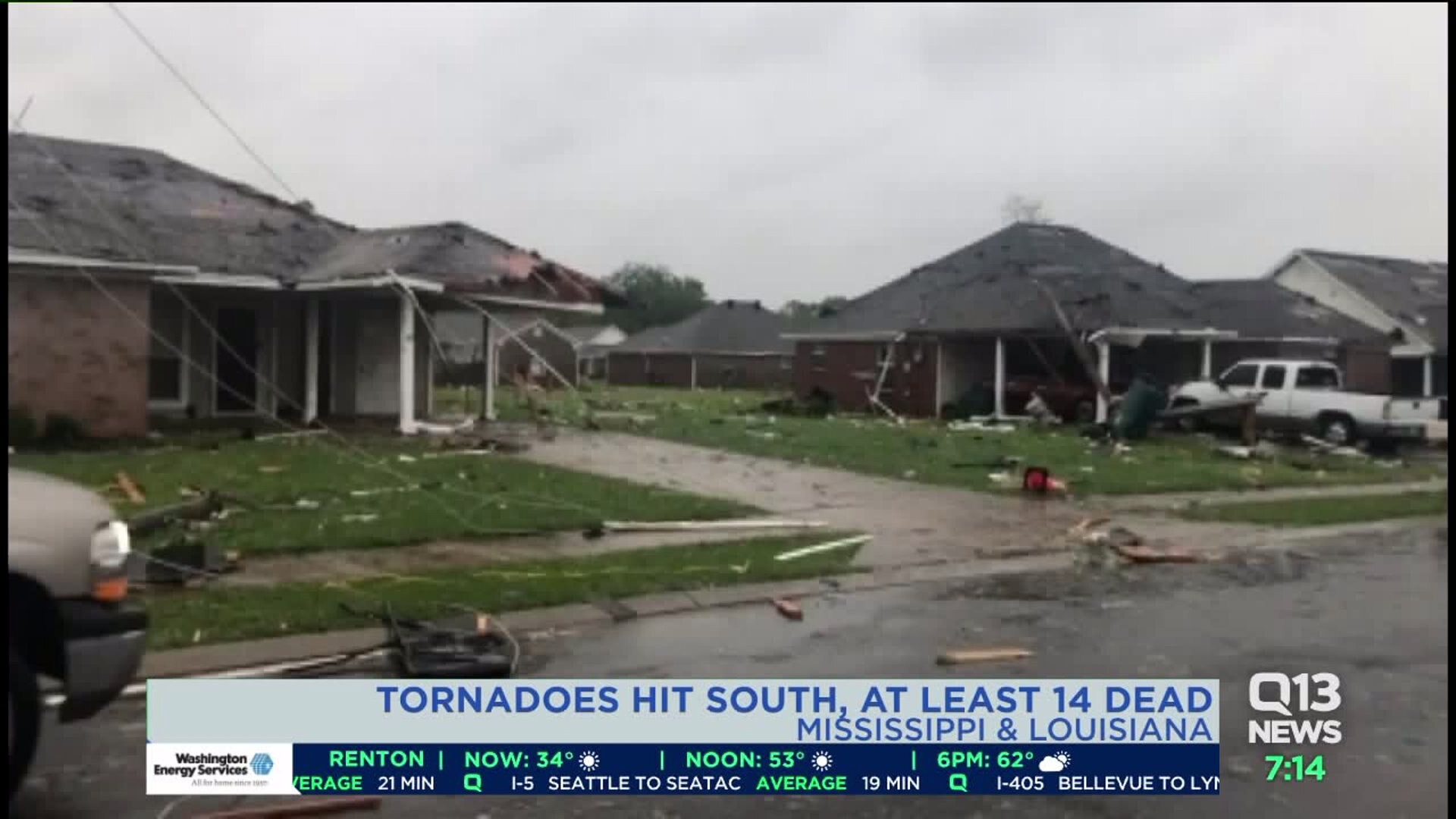 More than a dozen tornadoes touch down in the South