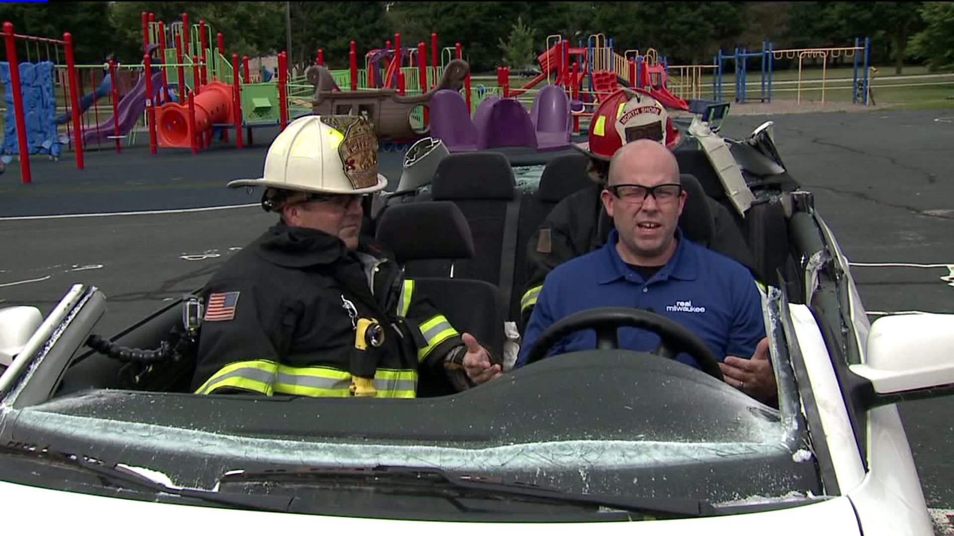 Kramp gets cut out of a car