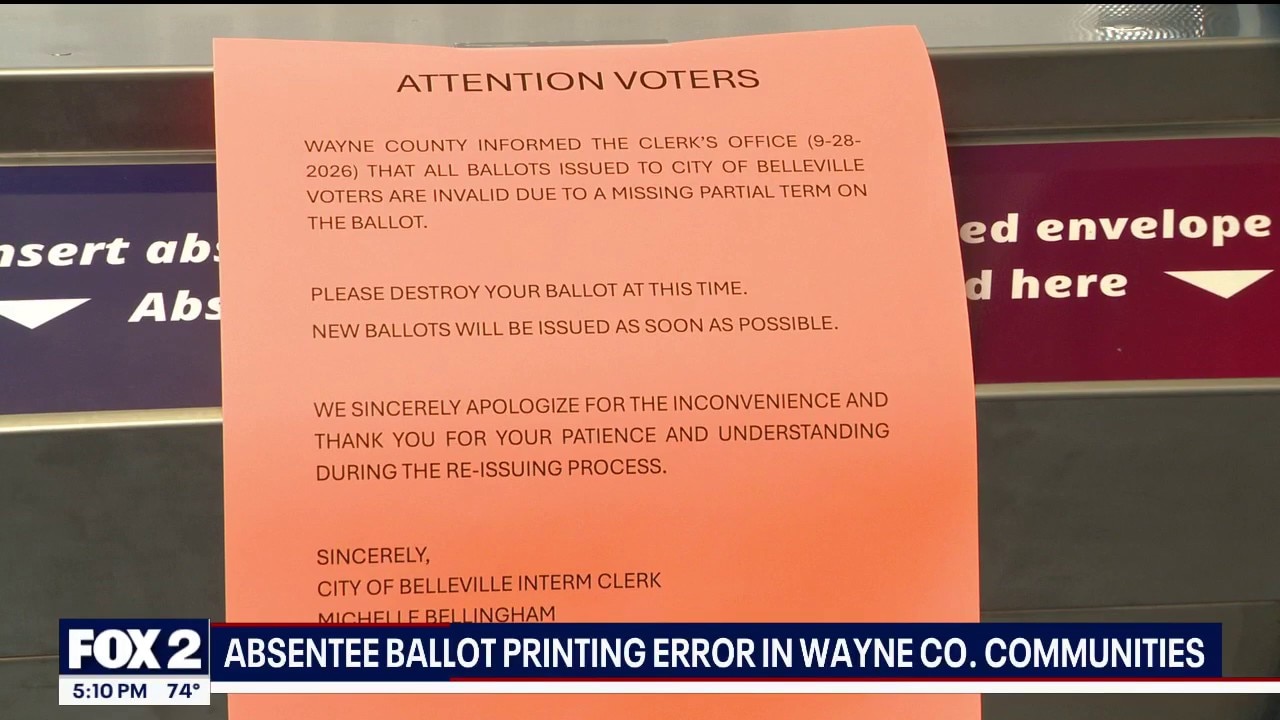 Error found on absentee ballots sent to Belleville, Sumpter and Van Buren Twp