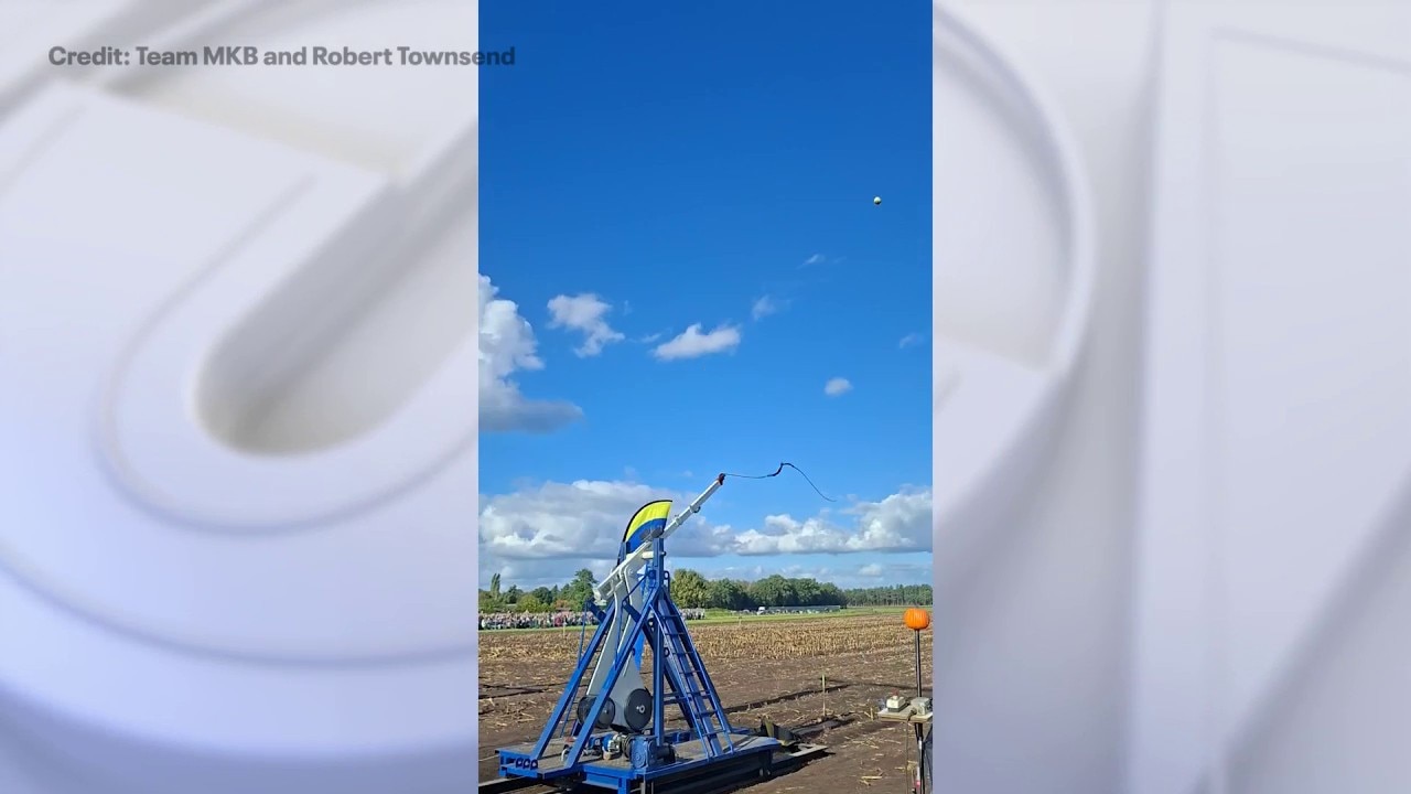 Belgian engineering team breaks pumpkin chunkin' competition record