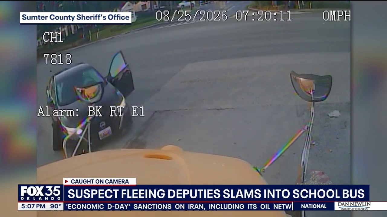 Driver fleeing deputies crashes into school bus, sheriff says