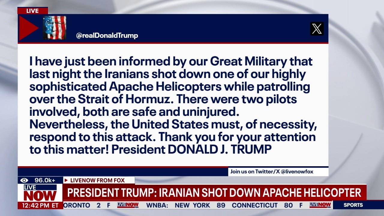 Trump confirms US helicopter shot down by Iran  