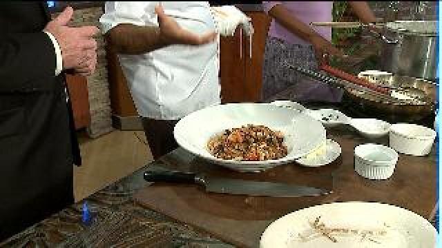 Chef Feker prepares mushroom fettuccine