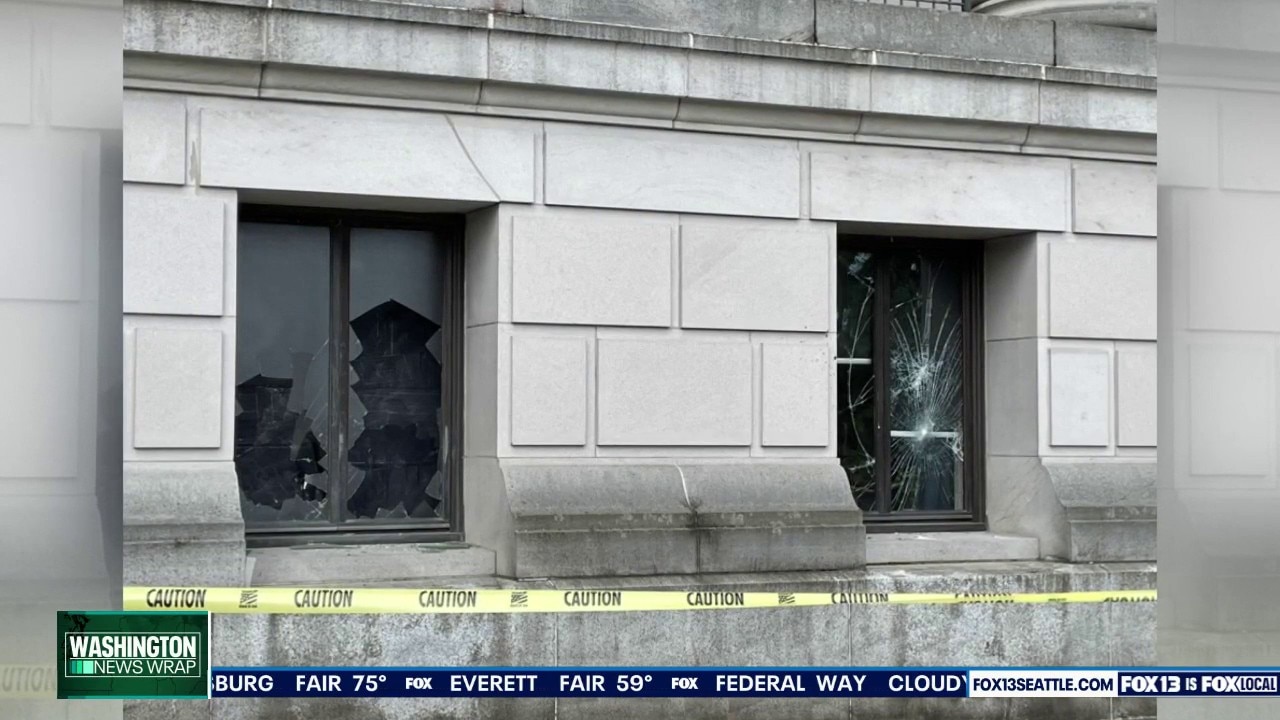 Man arrested for smashing windows, vandalizing Washington State Capitol building