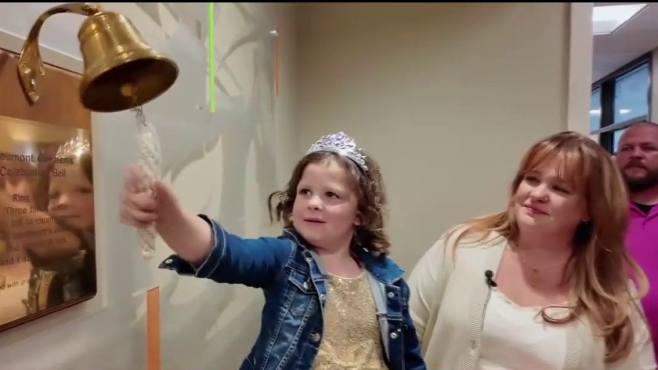 Young cancer survivor rings bell to celebrate win of a lifetime