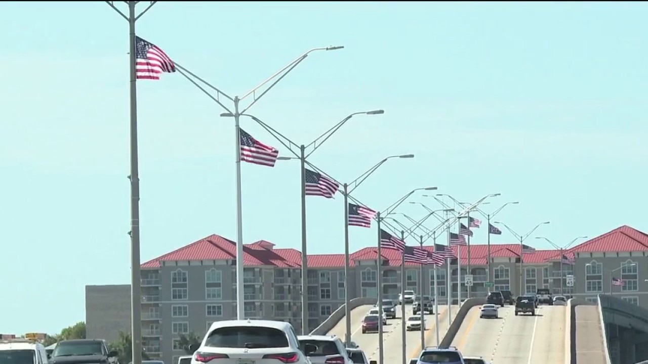 Flags placed on Green Bridge