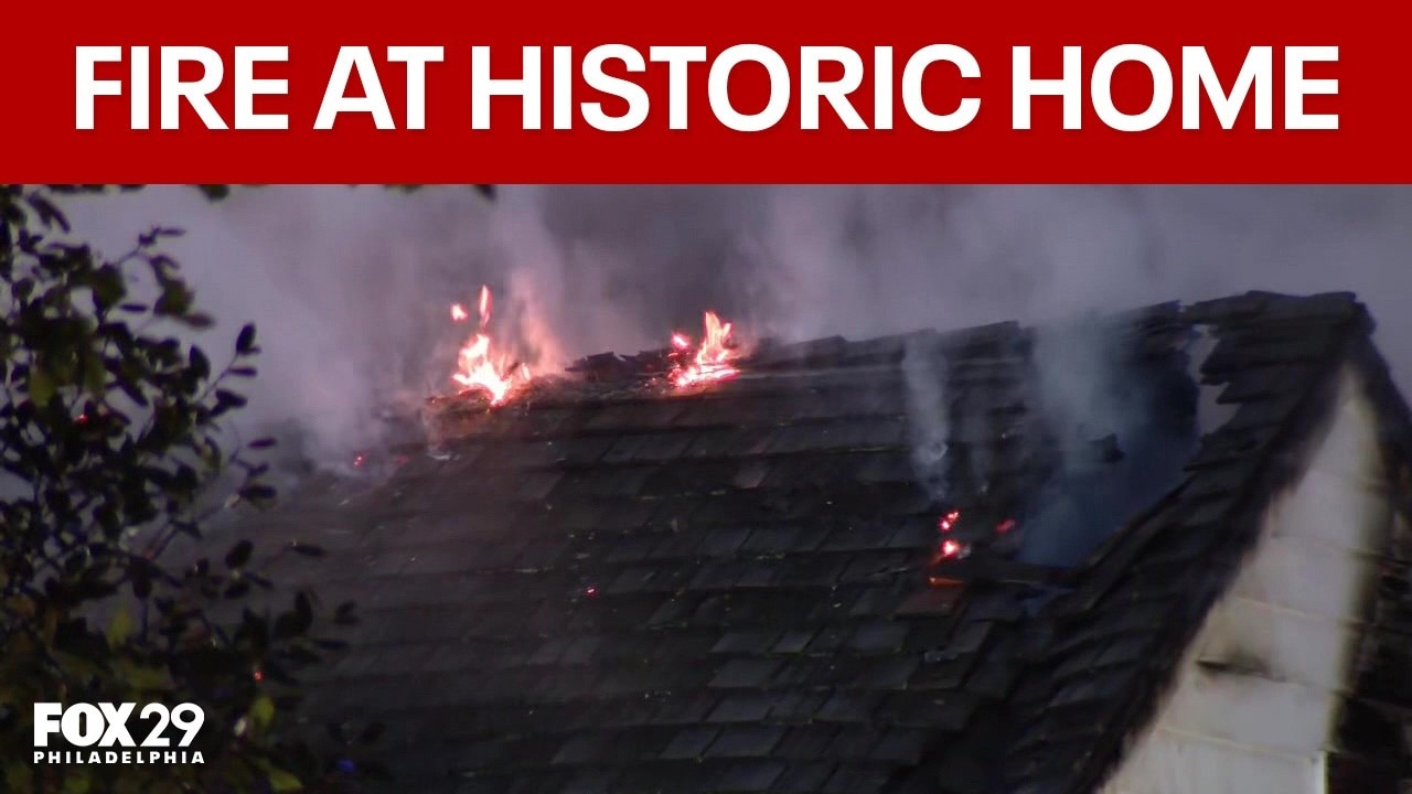 Fire rips through roof of century-old Villanova home